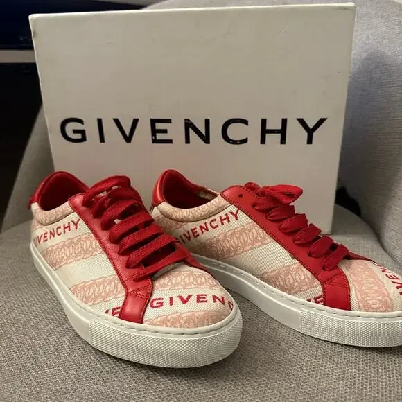 Givenchy Logo Canvas Sneakers Fashion Tennis Shoes Pink Red 37 - Picture 11 of 11